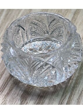 Antique EAPG Pressed Glass Open Salt Cellar – Daisy Fan Pattern – Late 1800s